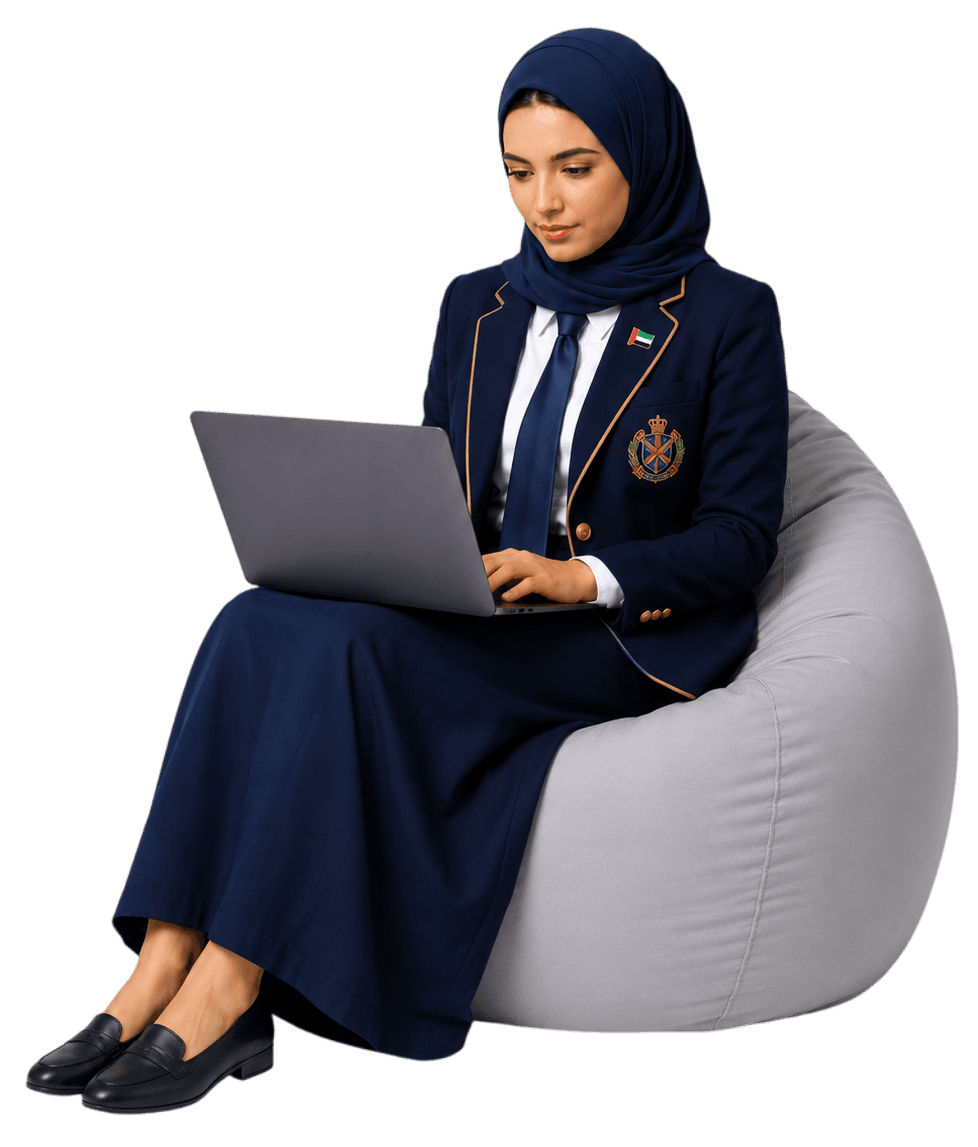 Student studying with laptop